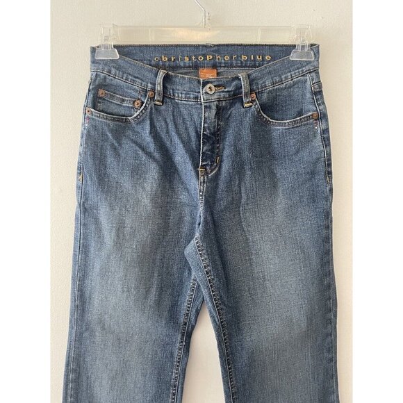 Y2K Christopher Blue Cowgirl Glam‎ Rhinestone Denim Jeans Mid-Rise Straight Leg - Picture 13 of 13